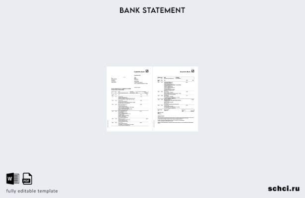 цифровая загрузка шаблона страницы Word выписки по счету в Германии Deutsche Ban